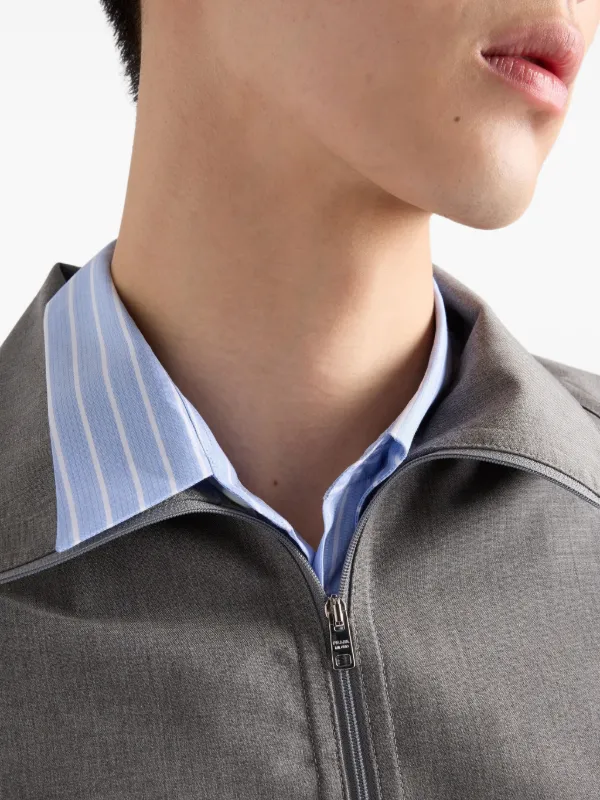 PRADA ジップアップ　シャツ　ストライプ Prada ストライプ シャツ | ブルー | FARFETCH JP