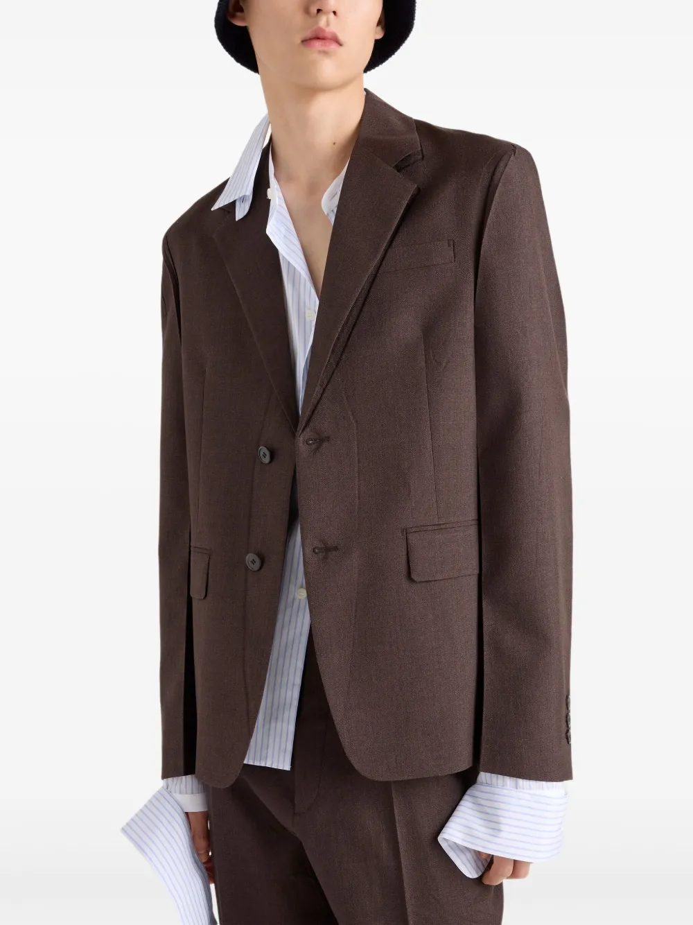 Prada Blazer met enkele rij knopen Bruin