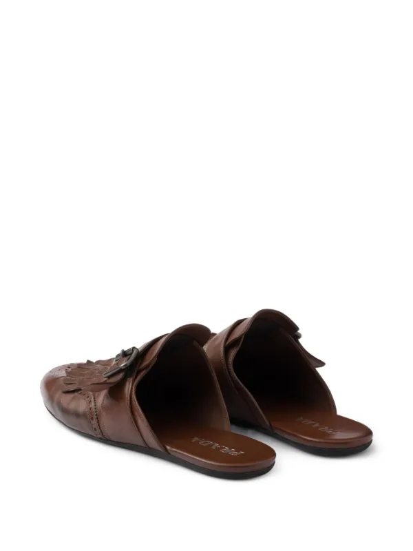 Prada Shuffle フリンジ ミュール | ブラウン | FARFETCH JP