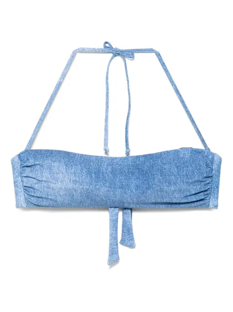 Fisico denim-effect bikini top