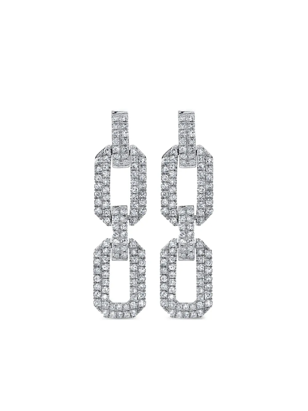 18K white gold Flat Geo Link diamond earrings