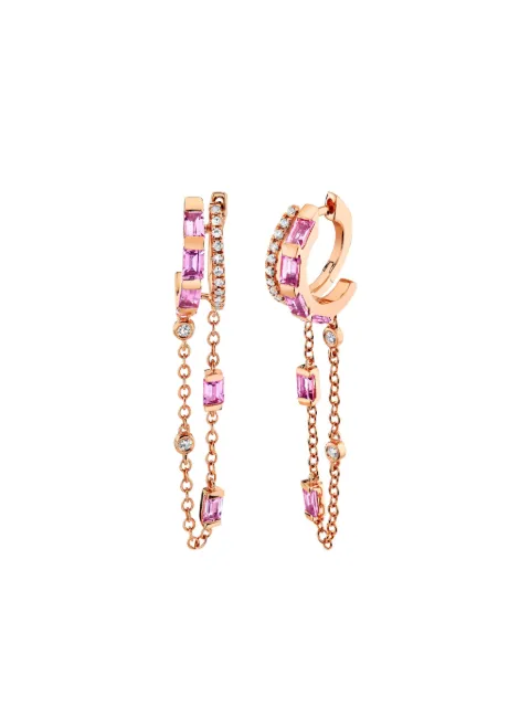 SHAY 18K rose gold Double Mixed Fringe sapphire earrings