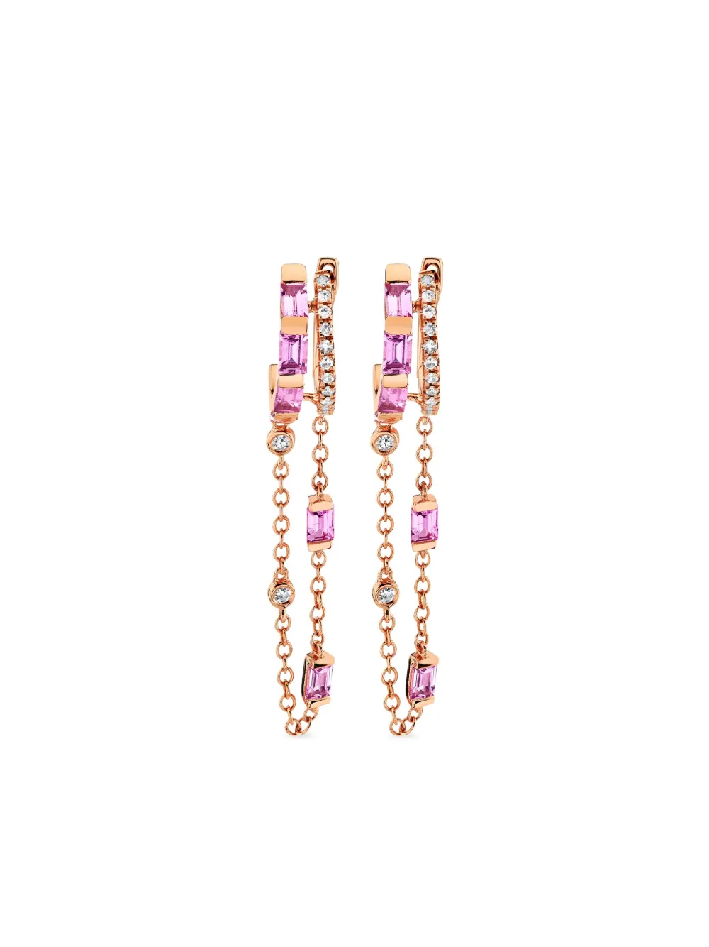 18K rose gold Double Mixed Fringe sapphire earrings