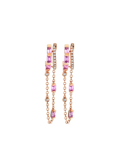 SHAY 18K rose gold Double Mixed Fringe sapphire earrings