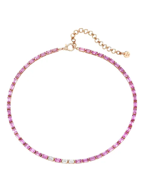 SHAY 18K rose gold pink sapphire and diamond tennis necklace