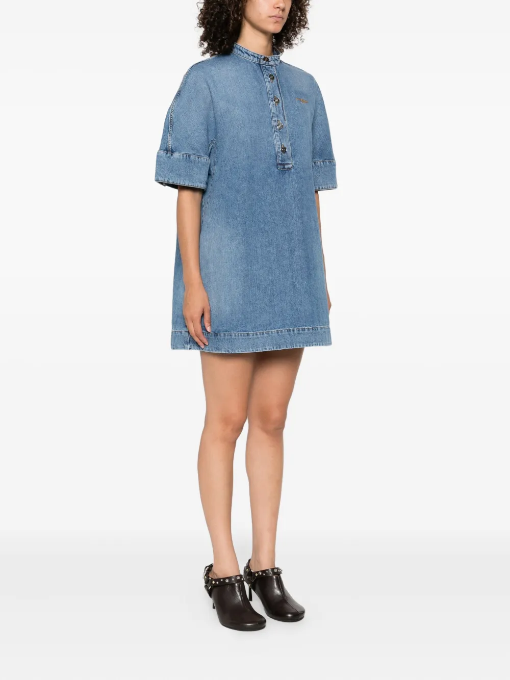 Givenchy embroidered button-placket mini dress Blauw