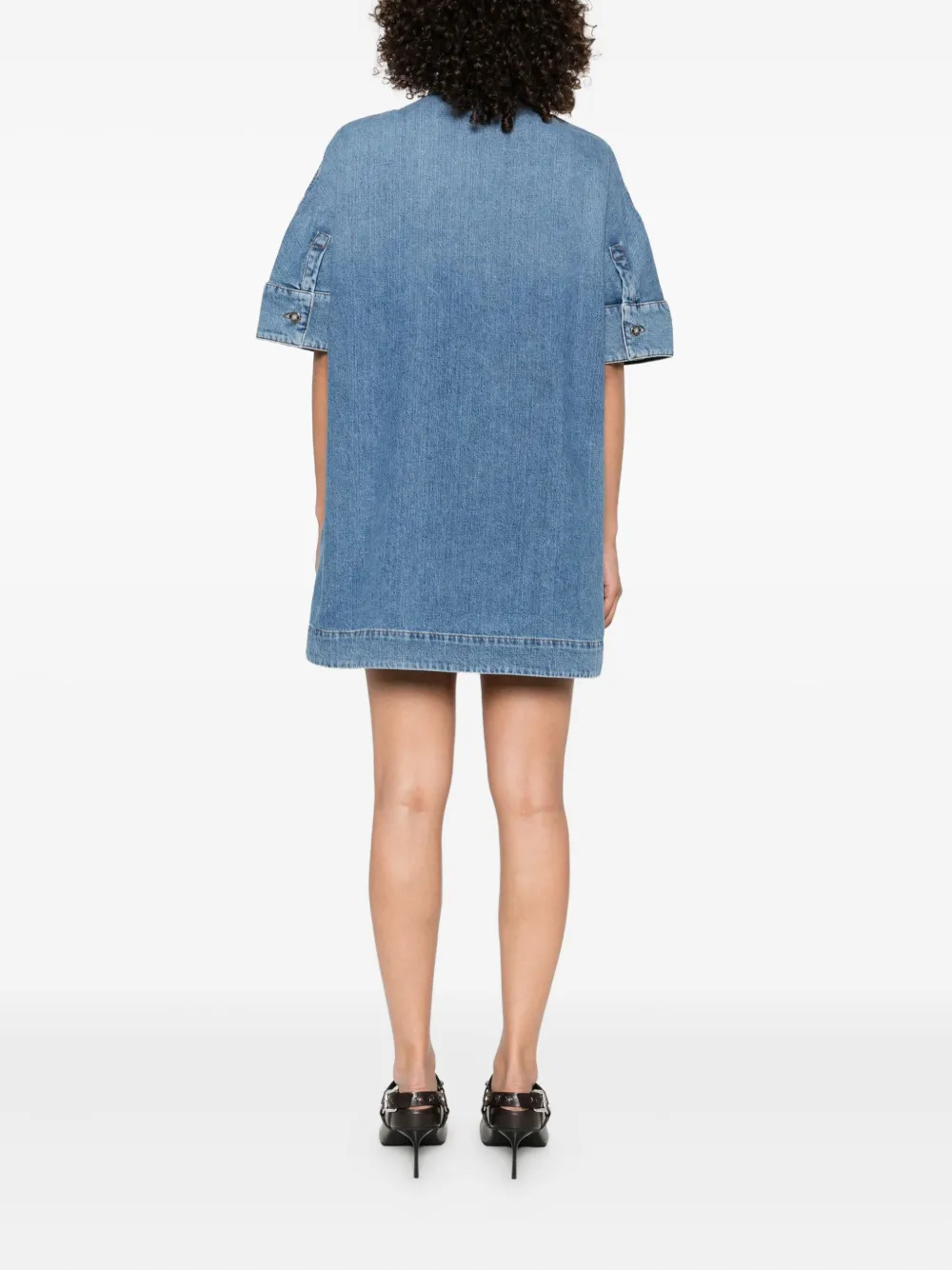 Givenchy embroidered button-placket mini dress Blauw