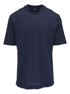 Tシャツ・カットソー ZEGNA SS25 COTTON AND SILK T-SHIRT (RUF366A9 F734 NAVY) Navy Blue Premium Cotton T-shirt SS25 26472501 | Zegna NL