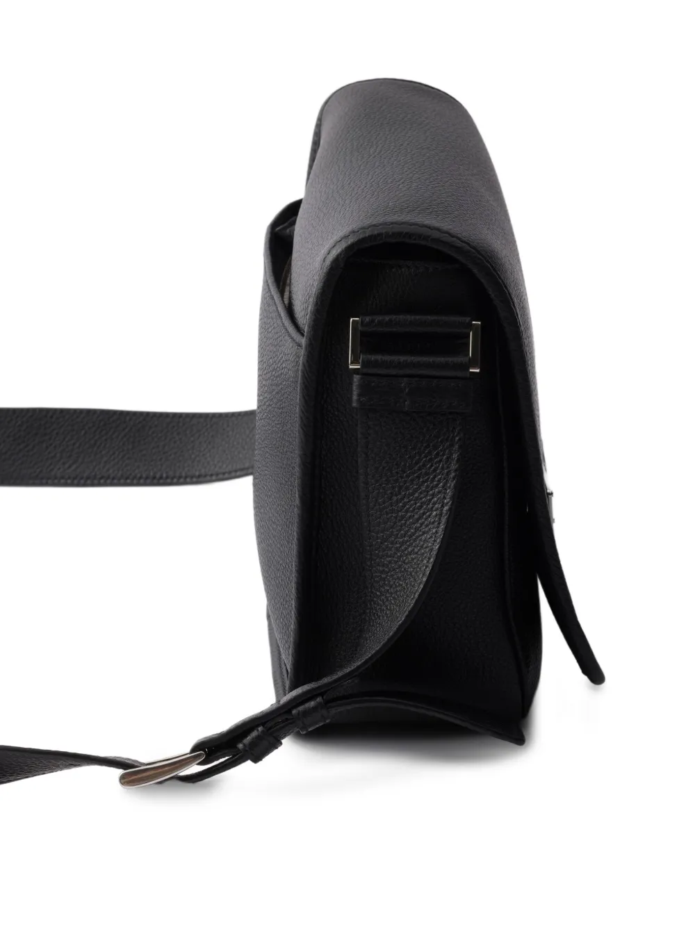 Prada Textured Leather Messenger Bag | Black | FARFETCH IN