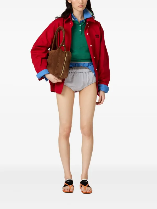 Miu Miu コットン ショーツ | グレー | FARFETCH JP