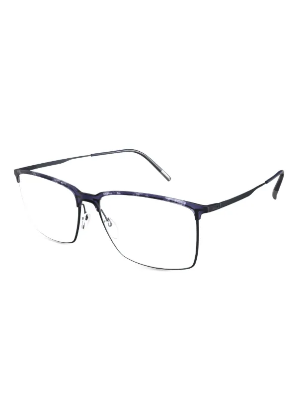 Silhouette Lentes Con Armazón Rectangular Azul FARFETCH CO