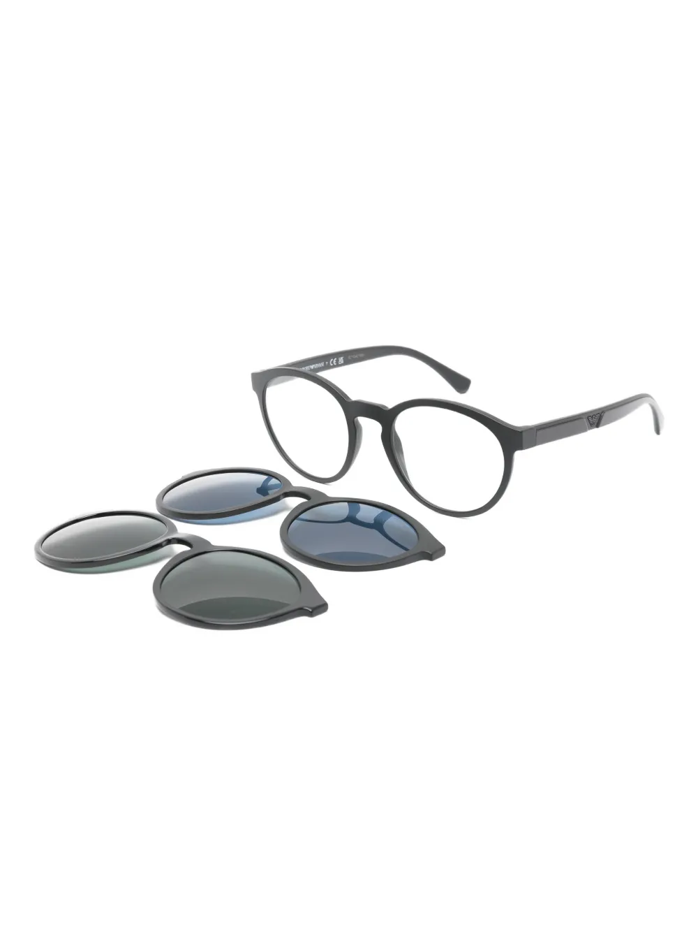 Emporio Armani Clip-on bril met rond montuur Zwart