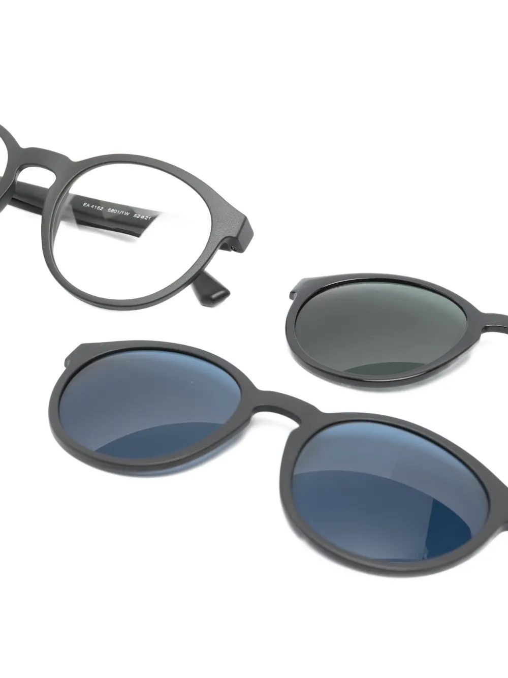 Emporio Armani Clip-on bril met rond montuur Zwart