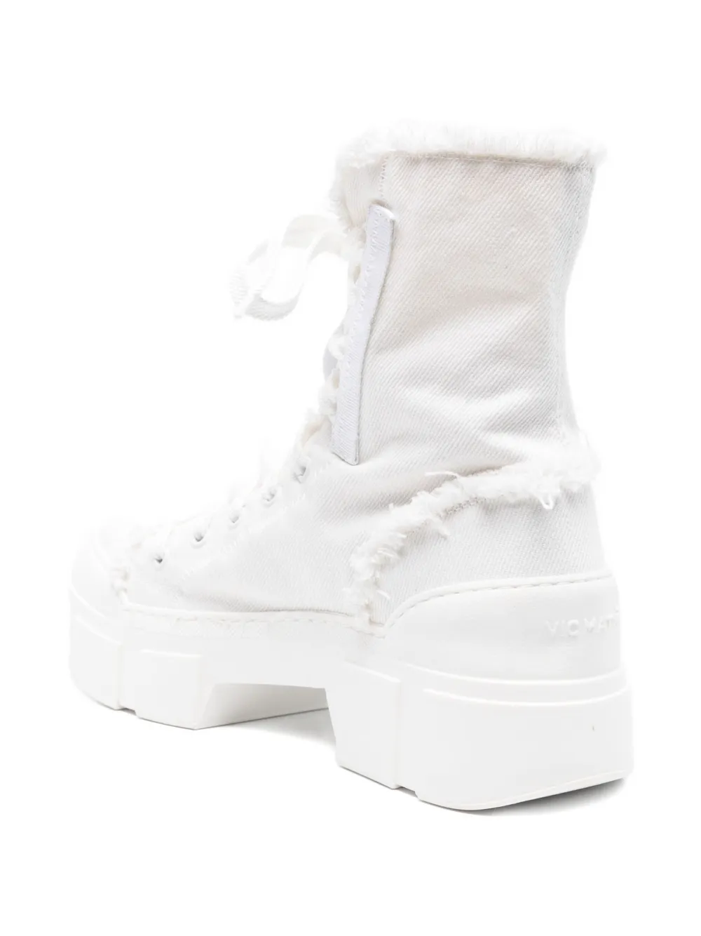 Vic Matie 40mm frayed lace-up combat boots White