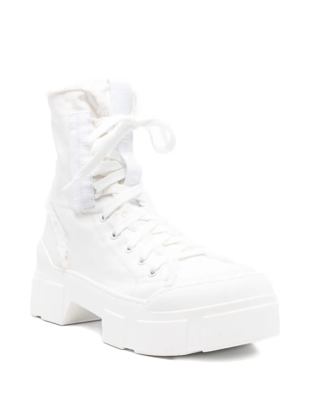 Vic Matie 40mm frayed lace-up combat boots White