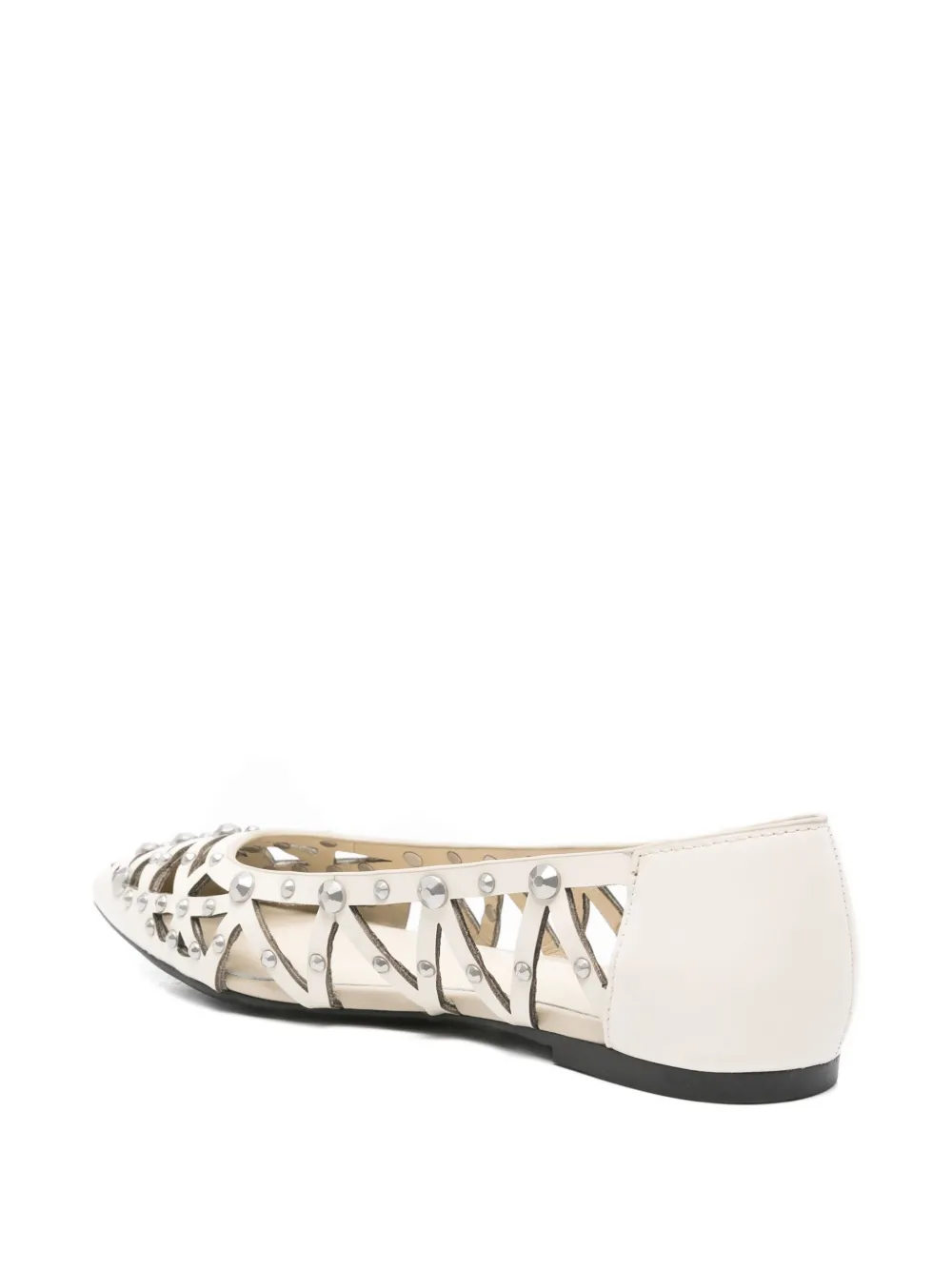 Ash Pointed-toe Studded Flat Pumps