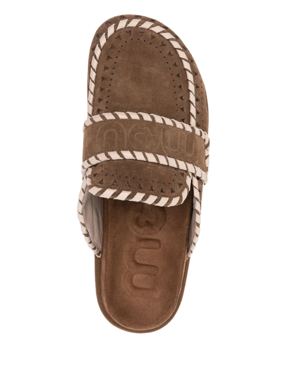 Mou braided-detail suede mules Brown