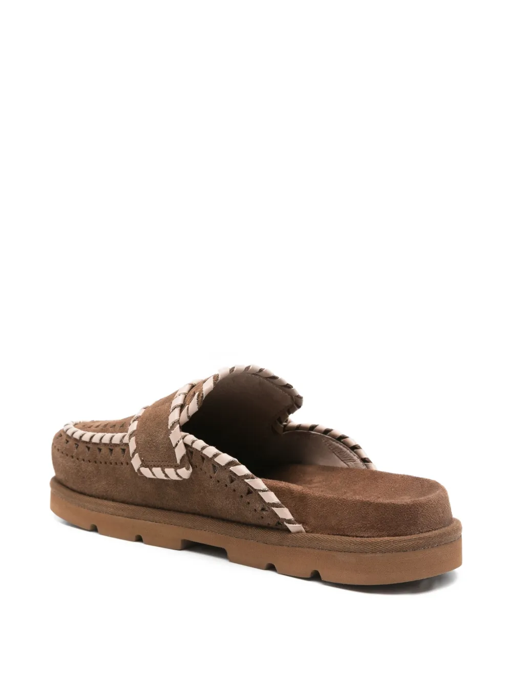 Mou braided-detail suede mules Brown