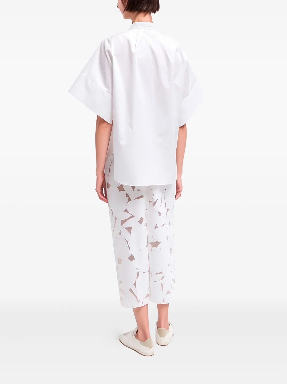 Tibi Laser-cut Floral Skirt In White