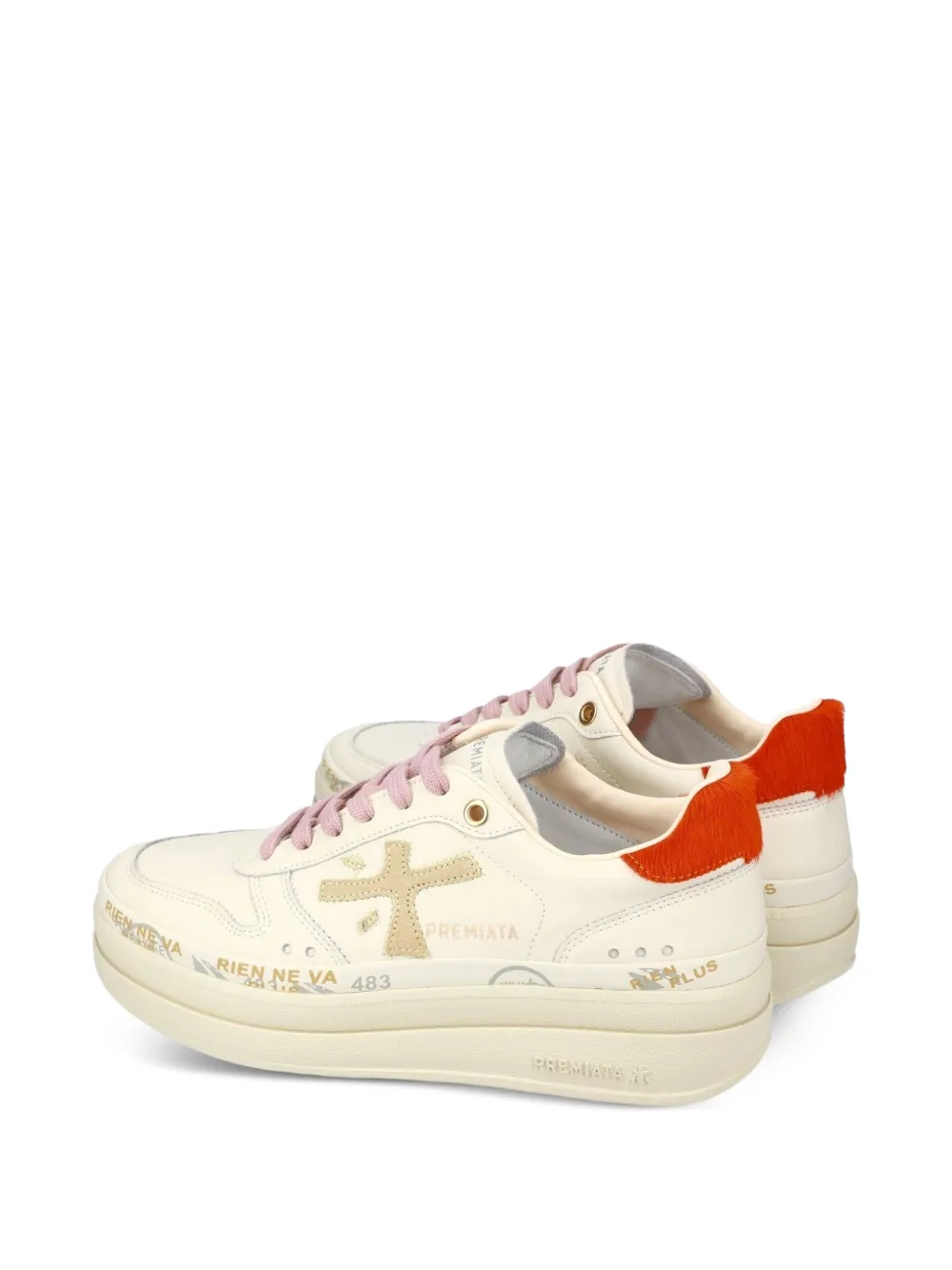 Premiata embellished leather sneakers White