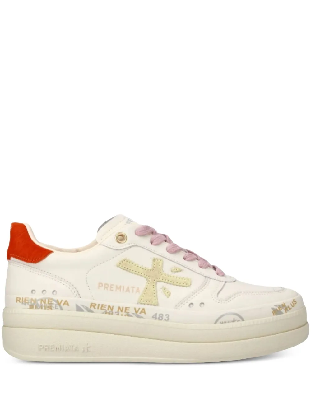Premiata embellished leather sneakers White
