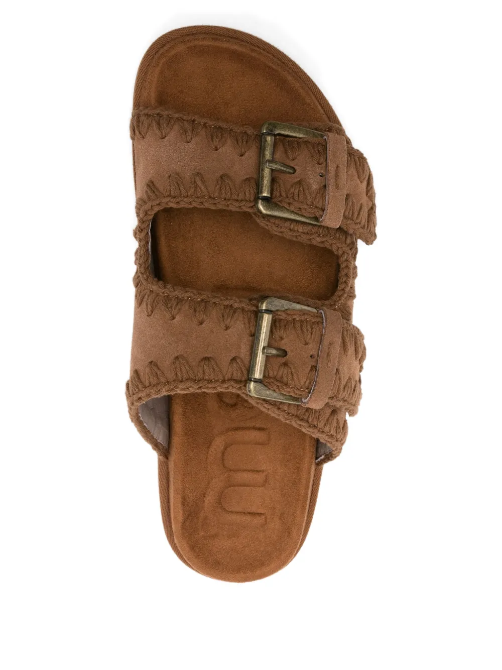 Mou buckle-embellished suede sandals Brown