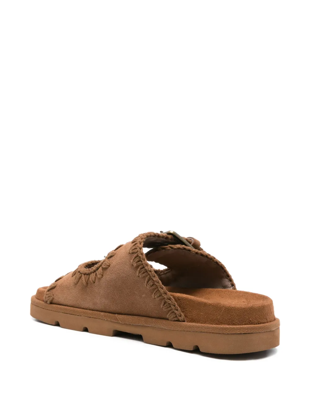 Mou buckle-embellished suede sandals Brown