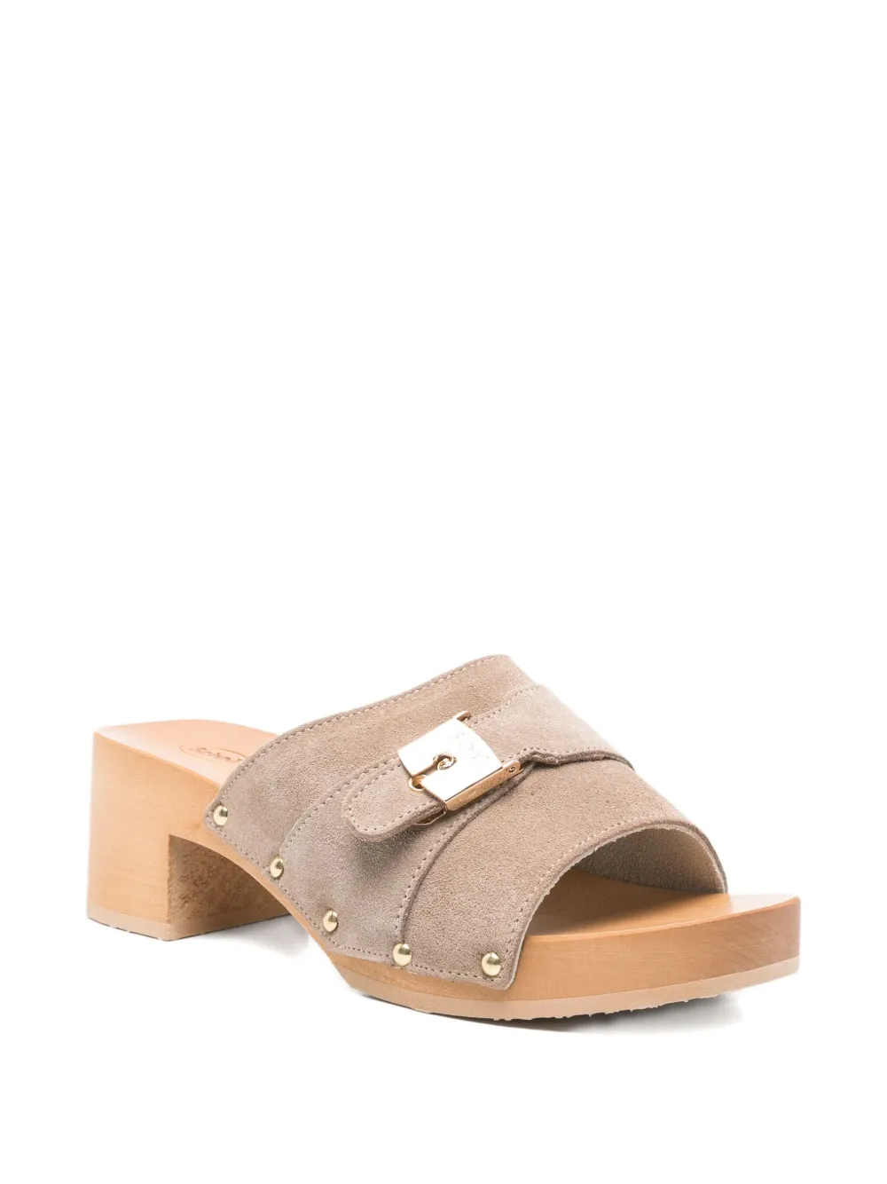 Scholl 60mm Pescura Sarah buckle-detail suede sandals Neutrals