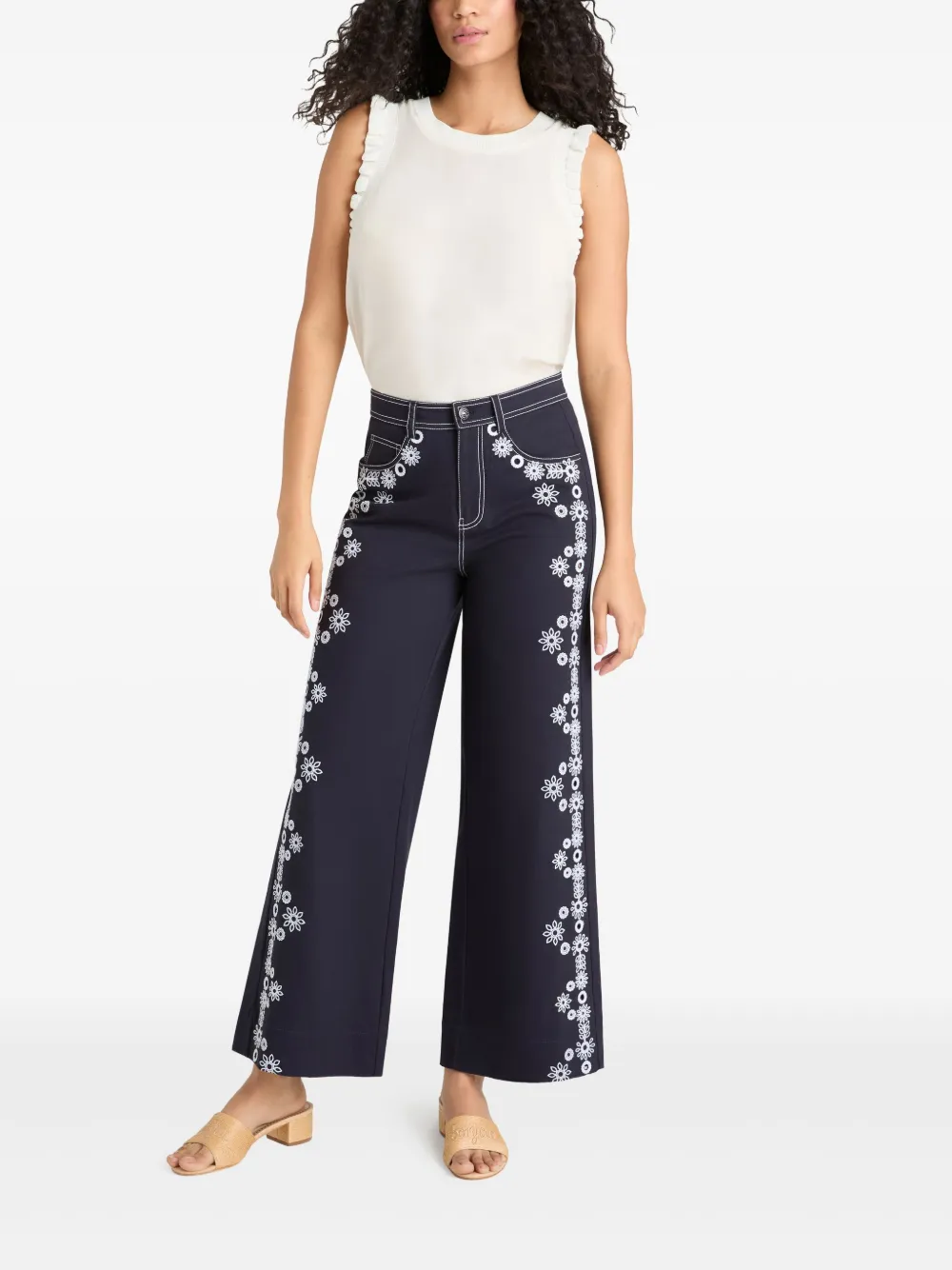 Cinq A Sept Straight broek met bloemenpatroon - Blauw