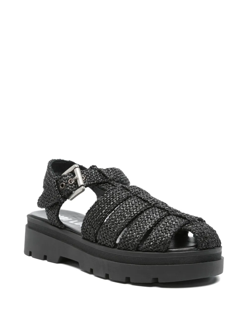 Bibi Lou woven-texture flat sandals Black