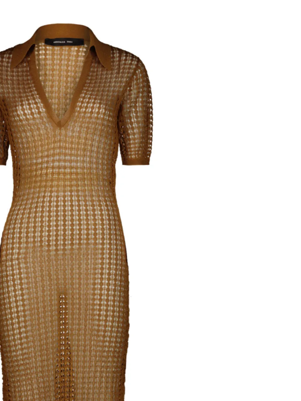 Federica Tosi Opengebreide jurk met polokraag Bruin