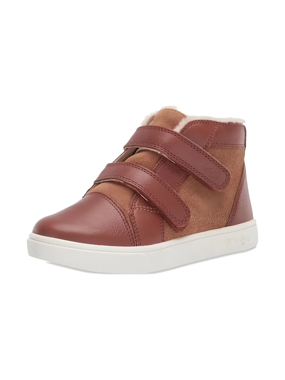 UGG Kids Rennon II TD leather suede double-strap sneakers Brown