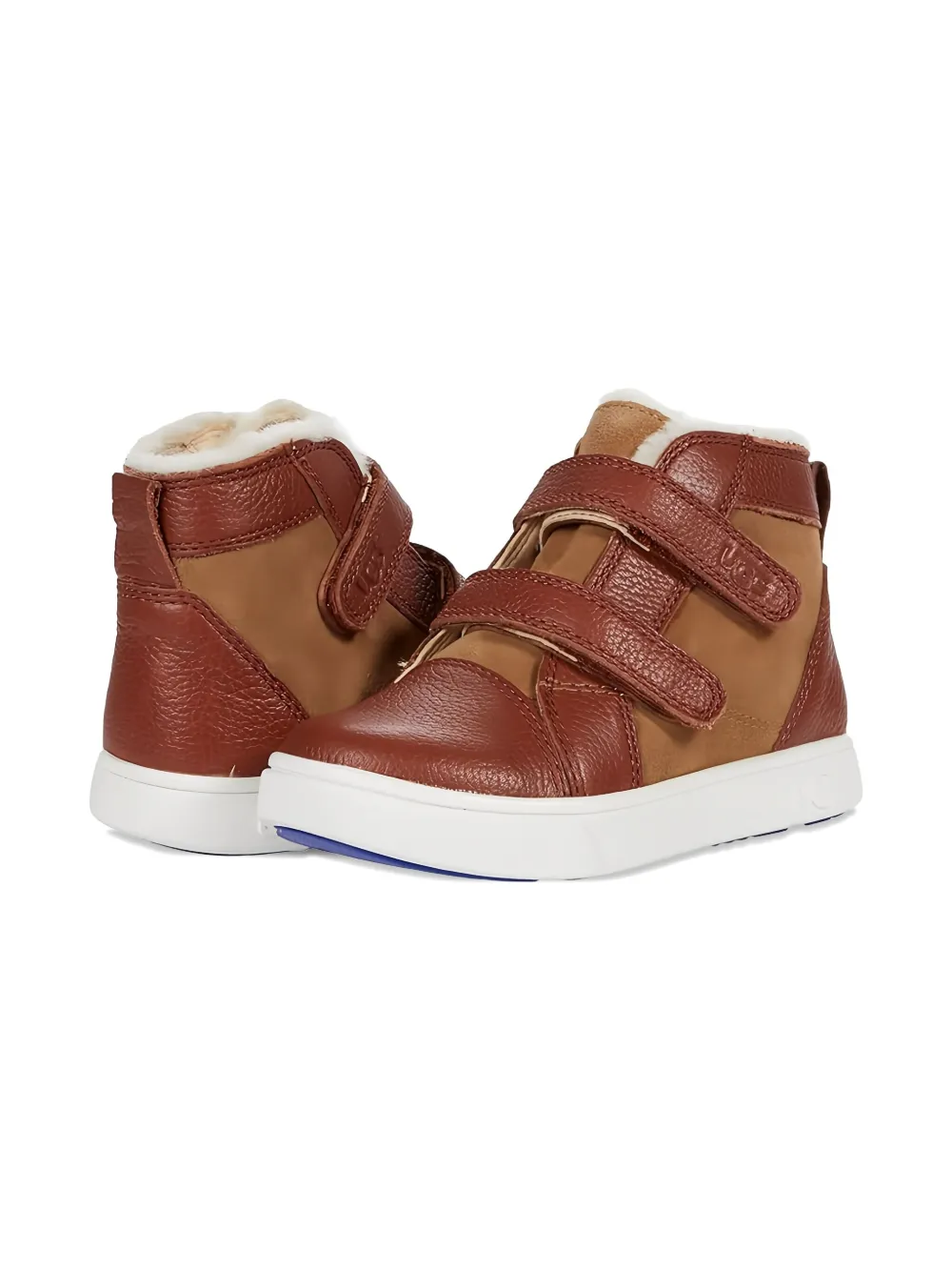 UGG Kids Rennon II TD leather suede double-strap sneakers - Bruin