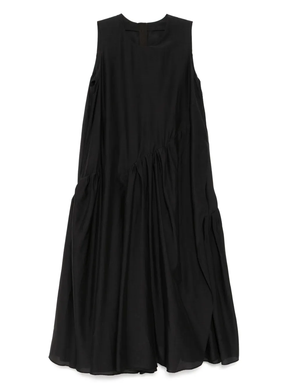 pleated asymmetric-hem dress