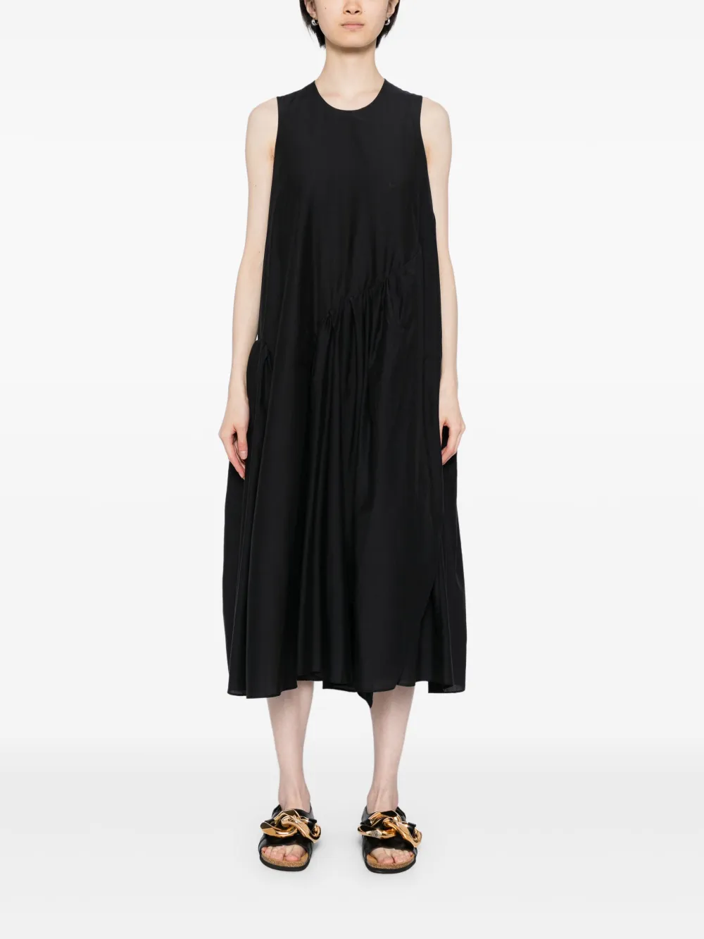 JNBY Pleated Asymmetric hem Dress Black FARFETCH HK