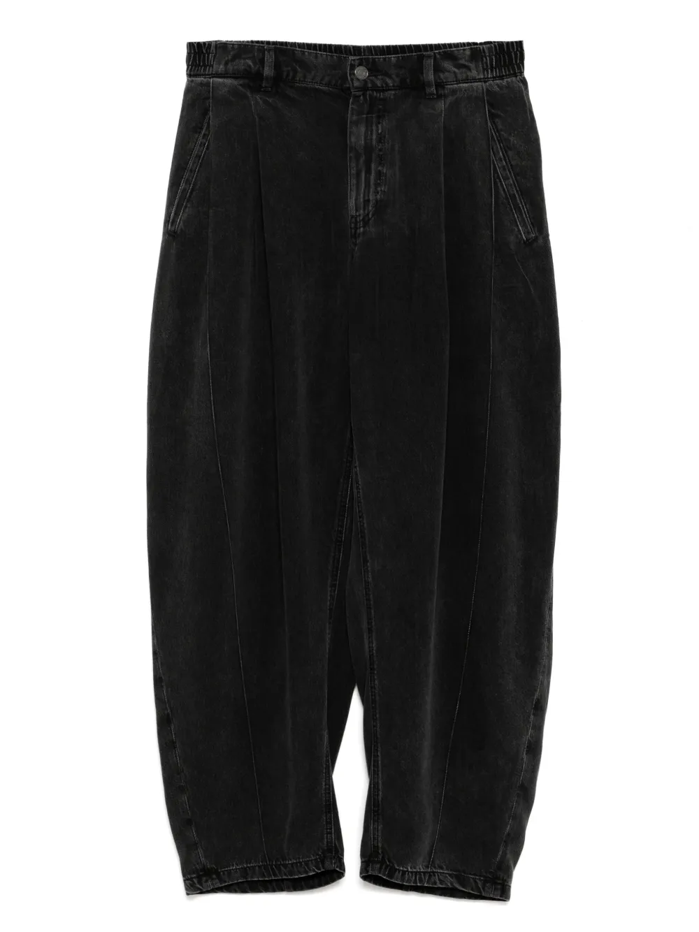 Shop Croquis Washed Tapered Jeans In Black