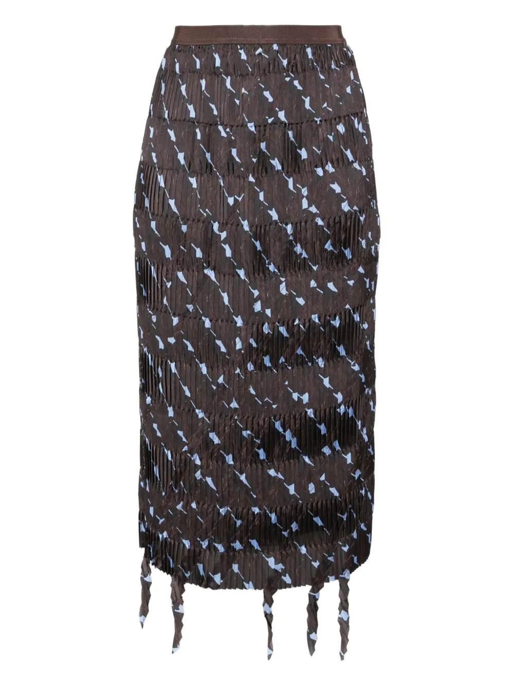fringed-edge midi skirt