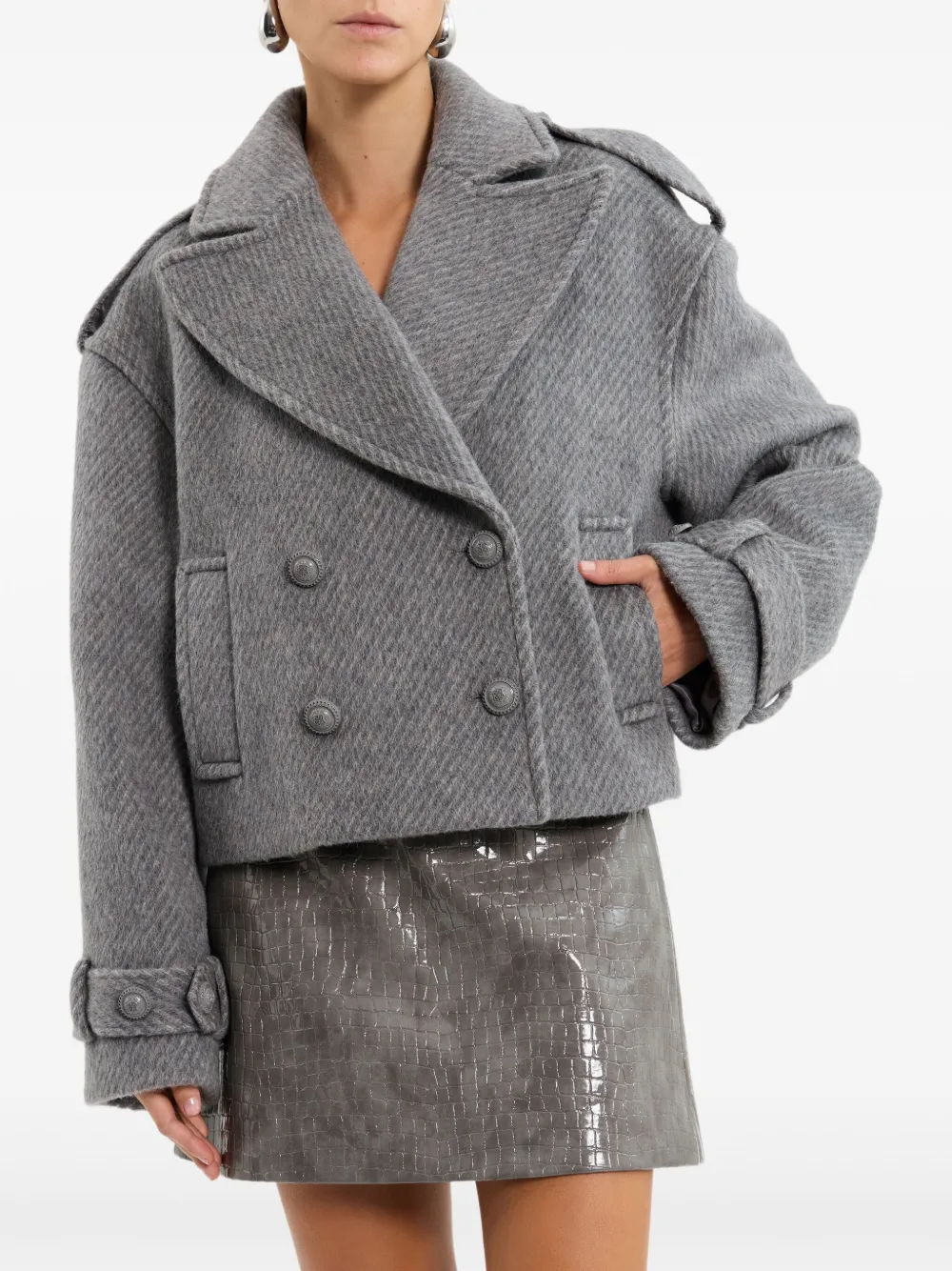 Shop Rebecca Vallance Lani Double-breasted Cropped Coat