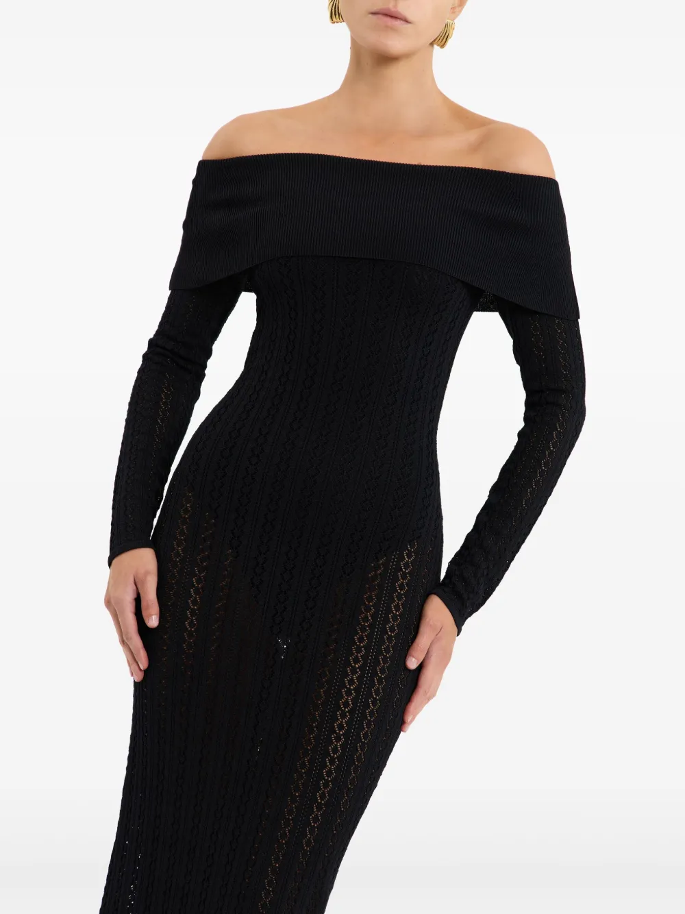 Rebecca Vallance Lorelei off-shoulder gebreide jurk Zwart