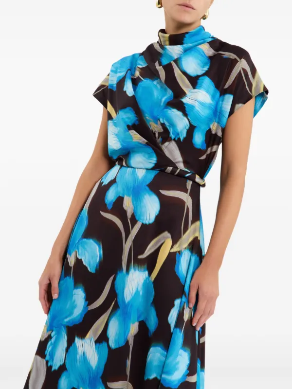 REBECCA VALLANCE ワンピース Ingrid printed midi dress1078209 Rebecca Vallance Ingrid Midi Dress | Blue | FARFETCH