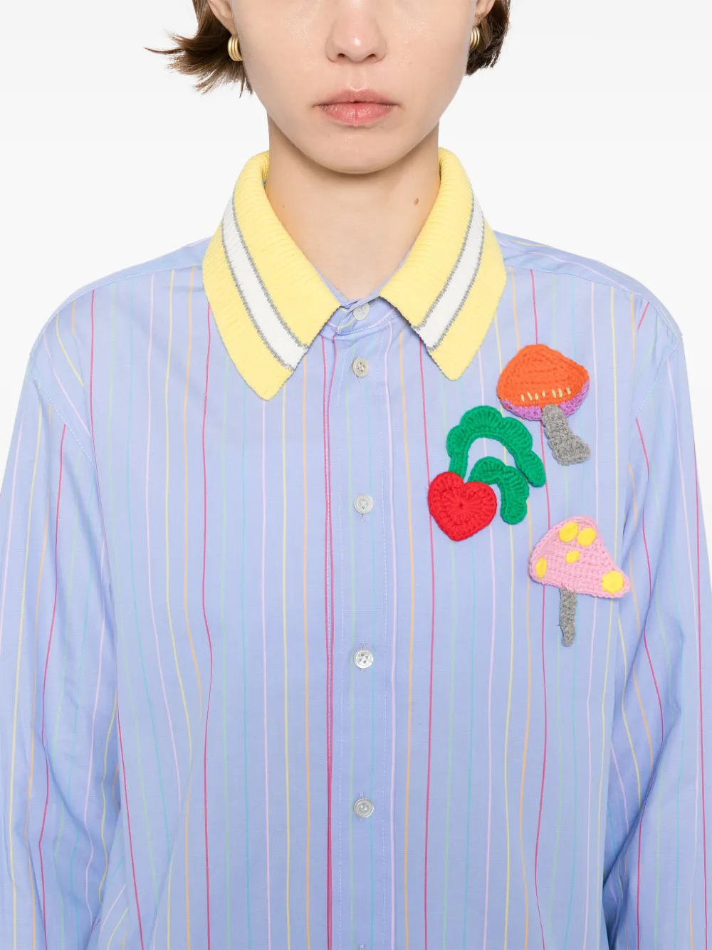 Mira Mikati Blouse met gehaakte patch Blauw