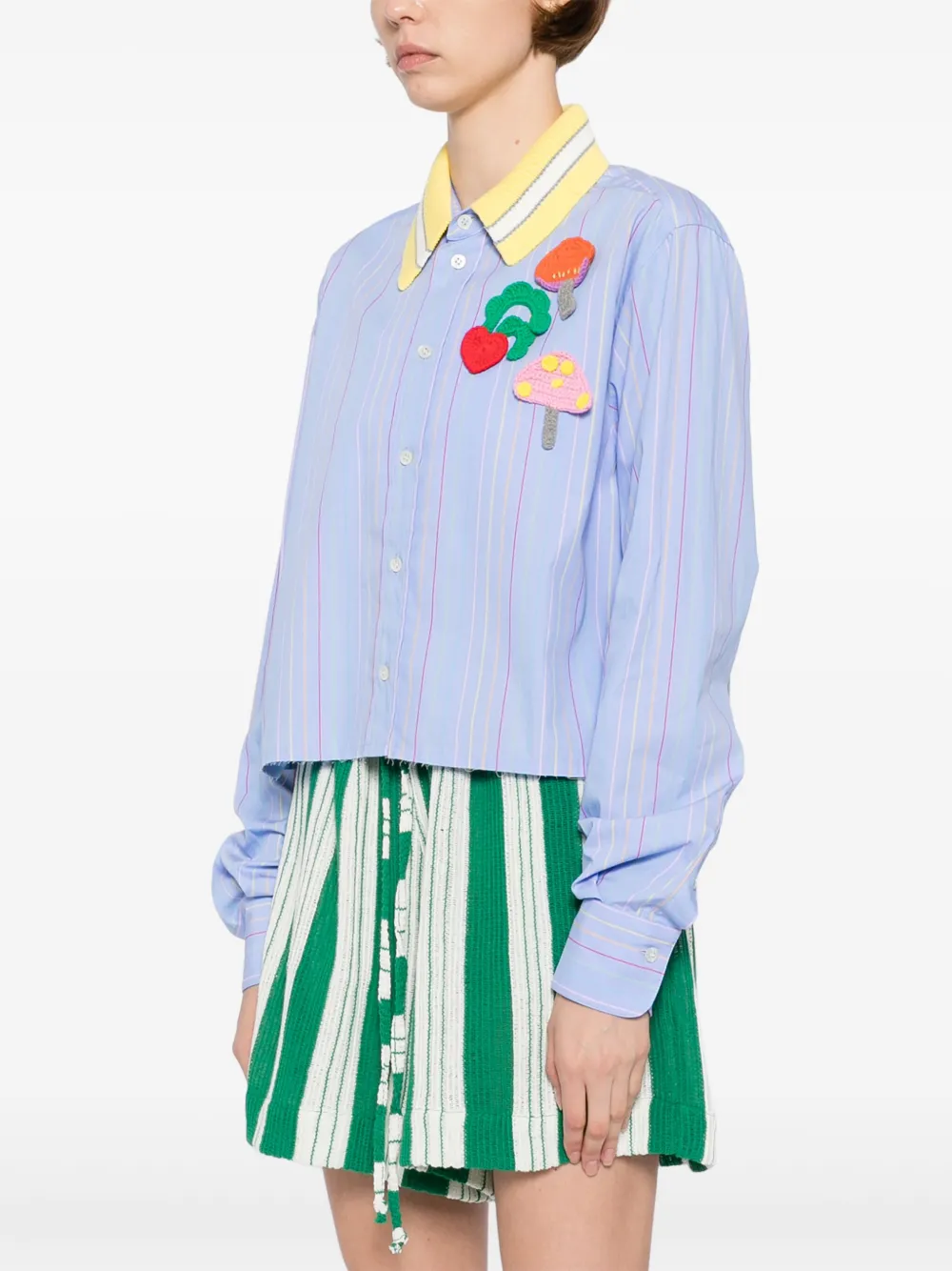 Mira Mikati Blouse met gehaakte patch Blauw