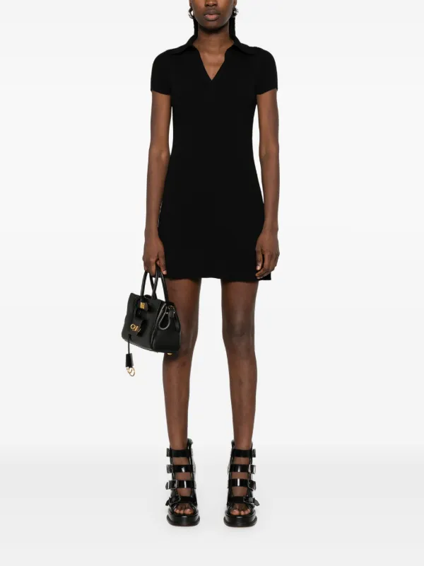 open lace back dress BALENCIAGA Size 4 Black Silk Ribbed Dress