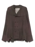 Ziggy Chen double-breasted high-neck shirt jacket - Brown
