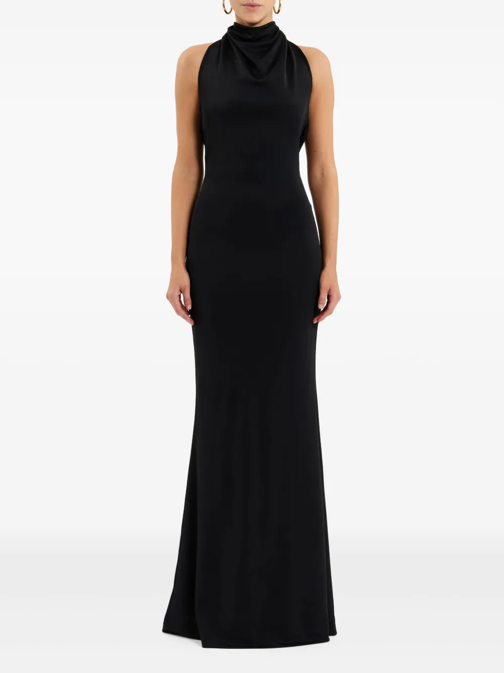 Rebecca Vallance Erin cowl-neck sleeveless gown - Zwart