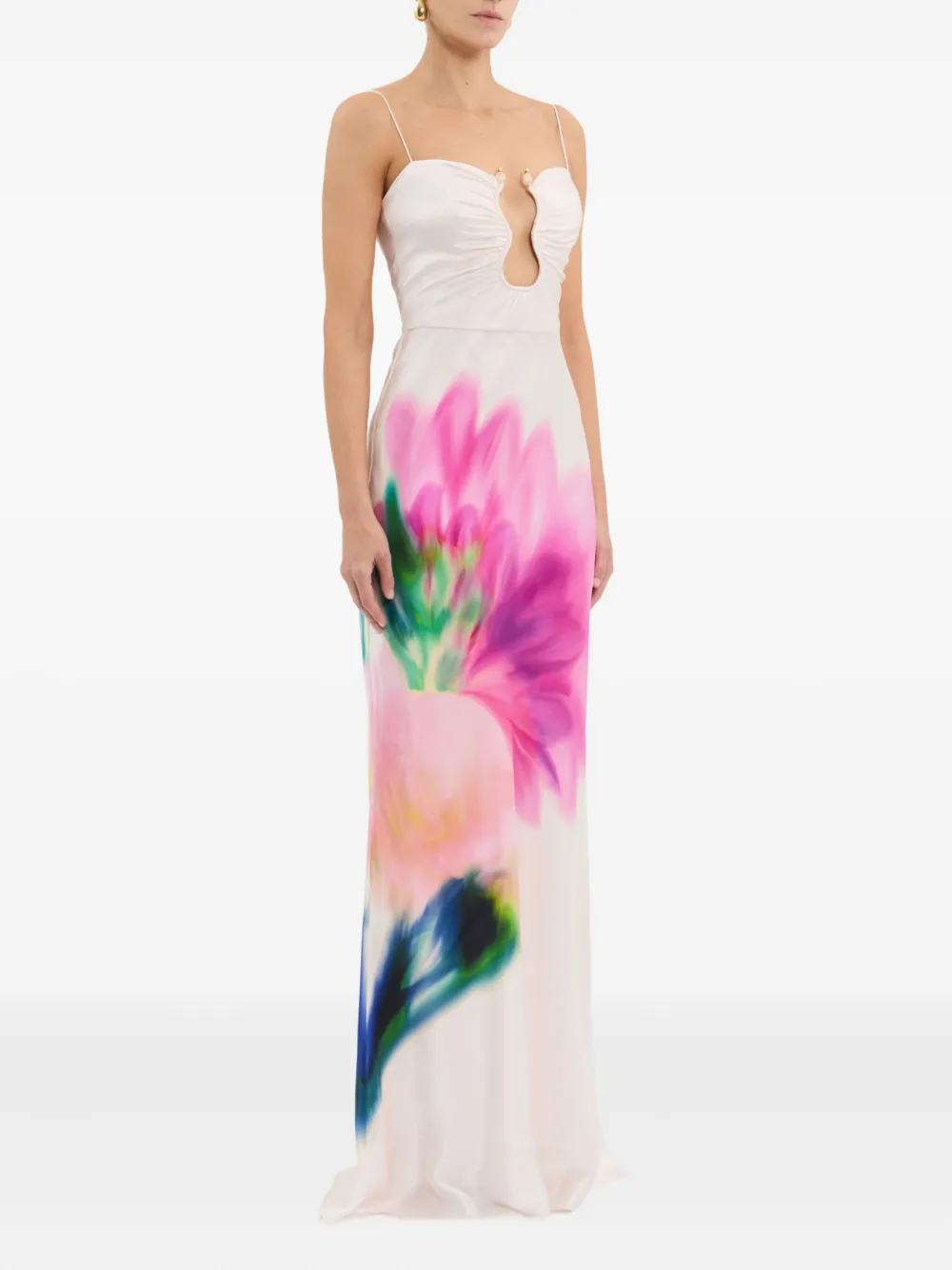 Rebecca Vallance Jurk met bloemenprint Beige