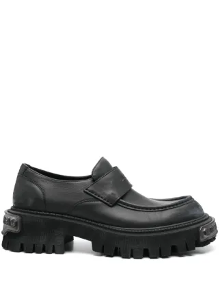 専用　　BALENCIAGA ブラック トラクター ローファー 厚底 BALENCIAGA Tractor leather loafers | NET-A-PORTER