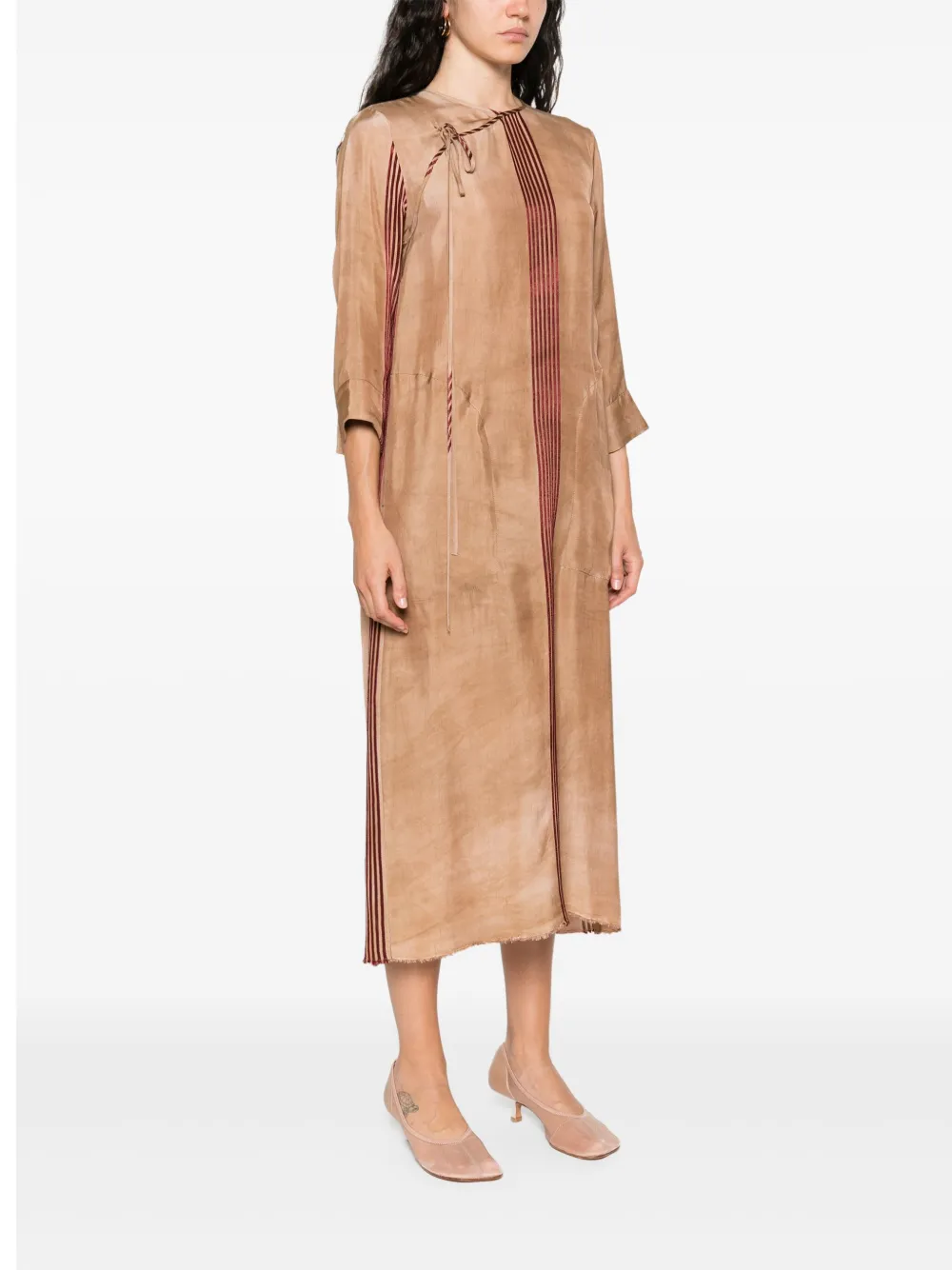 Uma Wang Agina midi-jurk Bruin