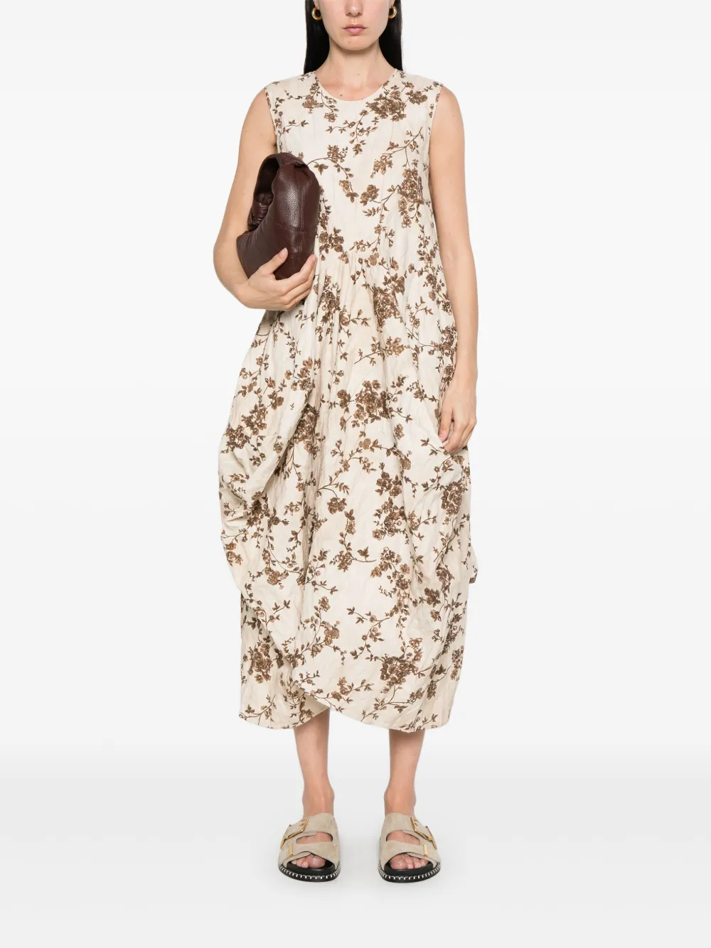 Uma Wang floral midi dress - Bruin