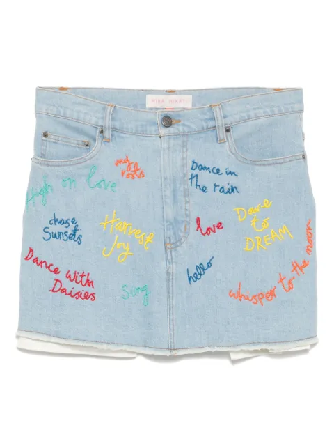 Mira Mikati falda de mezclilla con cuentas